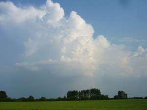 Gestern Abend zogen die ersten Gewitterschauer auf, brachten aber nur in Richtung Vorpommern etwas mehr Regen. 05.06.2011.