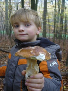 Ein Glückspilz war heute der Jonas, er fand den einzigen Steinpilz!